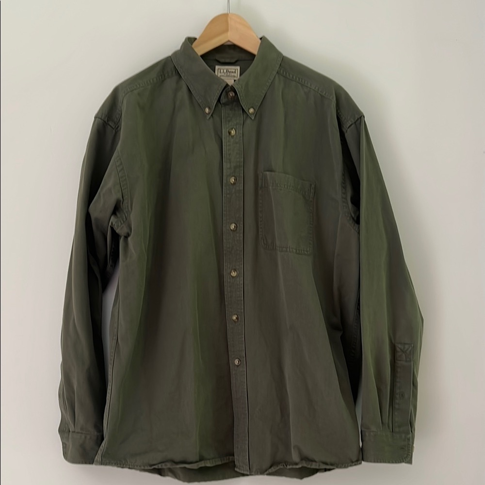 LL Bean long sleeve button down dark green L